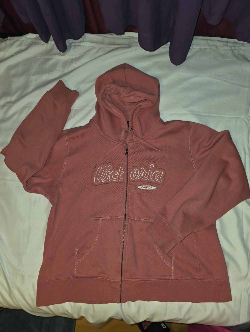Full-Zip Hoodie Jacket in Dusty Rose